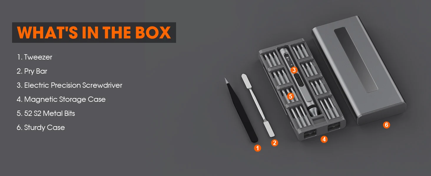 51-in-1 Electric Screwdriver Set with Type-C Charging, Cordless Precision Phillips Magnetic Bits for Phone Repair