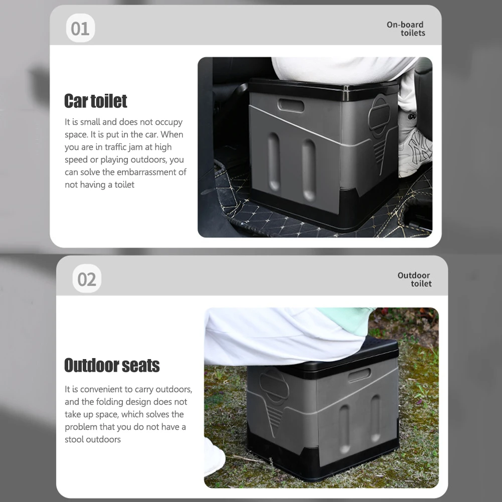 Car Toilet Bucket Strong Bearing Capacity Trash Can for Tour Emergency Self-driving Travel Portable Outdoor Camp Folding Toilet