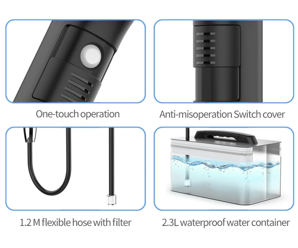 Wower Portable Electric Bidet for Personal Hygiene Cleaning 2.3L Shattaf Rechargeable Travel Camping Bidet Shower Sprayer