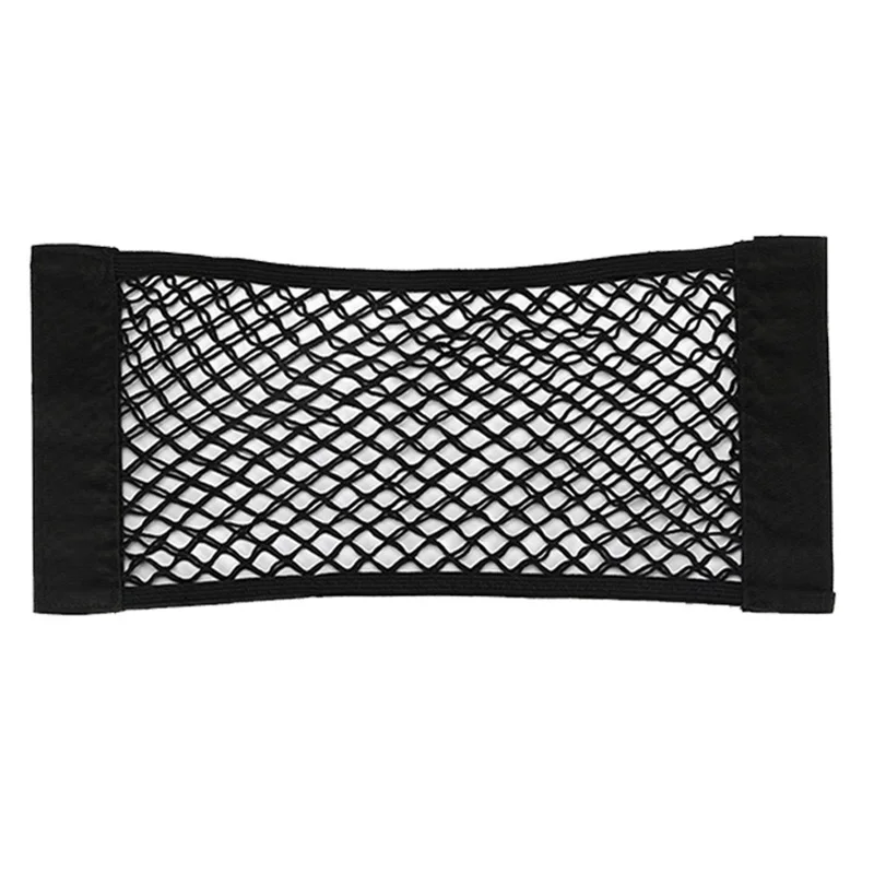 Portable Car Back Rear Trunk Seat Elastic String Net Magic Sticker Mesh Storage Bag Pocket Cage Auto Organizer Seat Back Bag