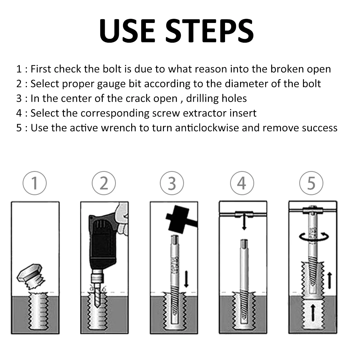11Pcs Damaged Screw Extractor Set Screw Remover Extractor Drill Bits Carbon Steel Guide Easy Out for Broken Rusted Screws