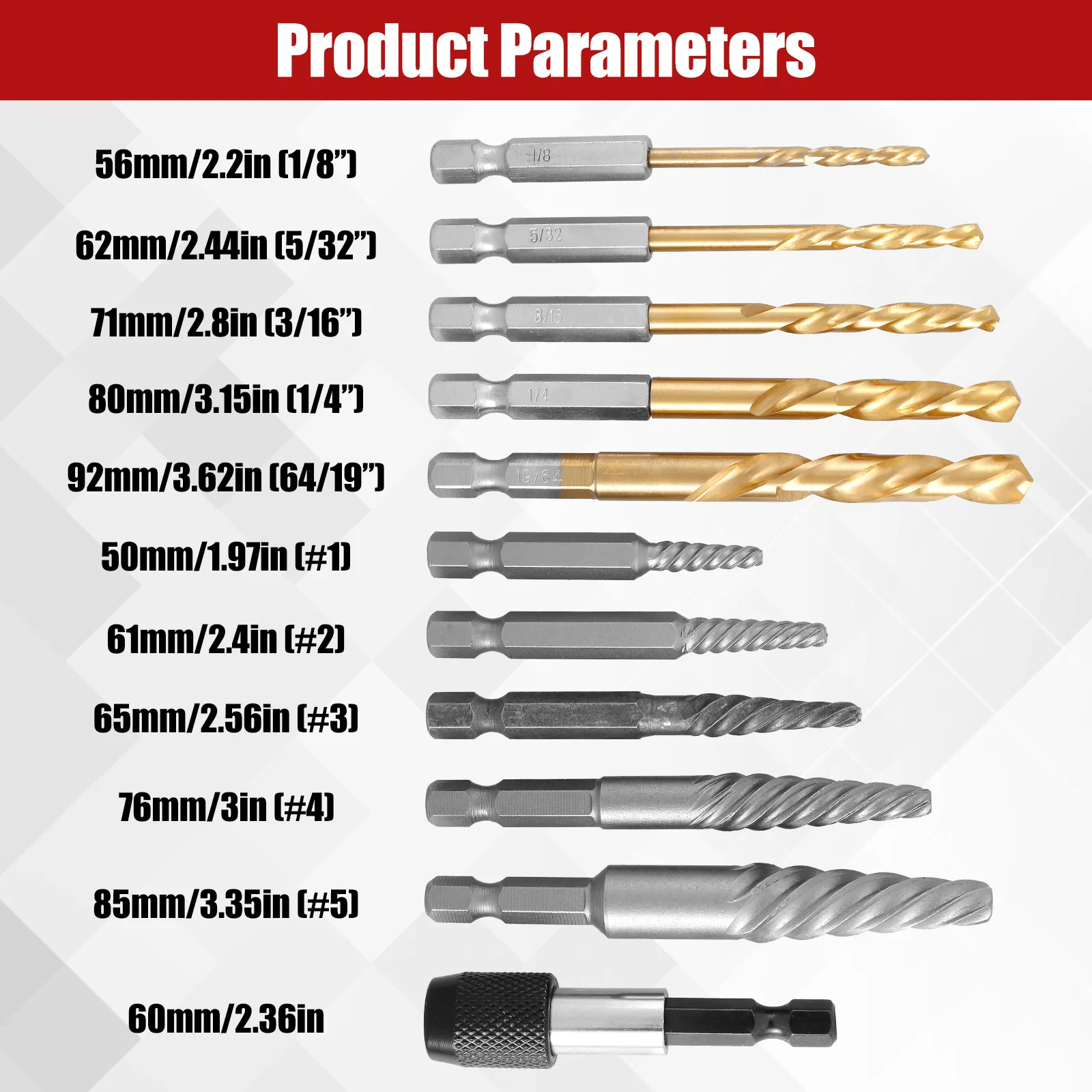 11Pcs Damaged Screw Extractor Set Screw Remover Extractor Drill Bits Carbon Steel Guide Easy Out for Broken Rusted Screws