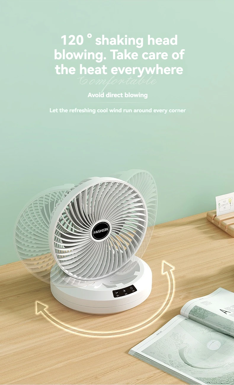 Desktop folding, shaking head, timed and silent, home dormitory wall mounted circulating fan, portable four speed automatic shak
