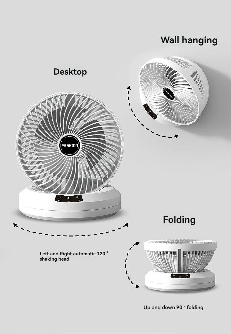 Desktop folding, shaking head, timed and silent, home dormitory wall mounted circulating fan, portable four speed automatic shak