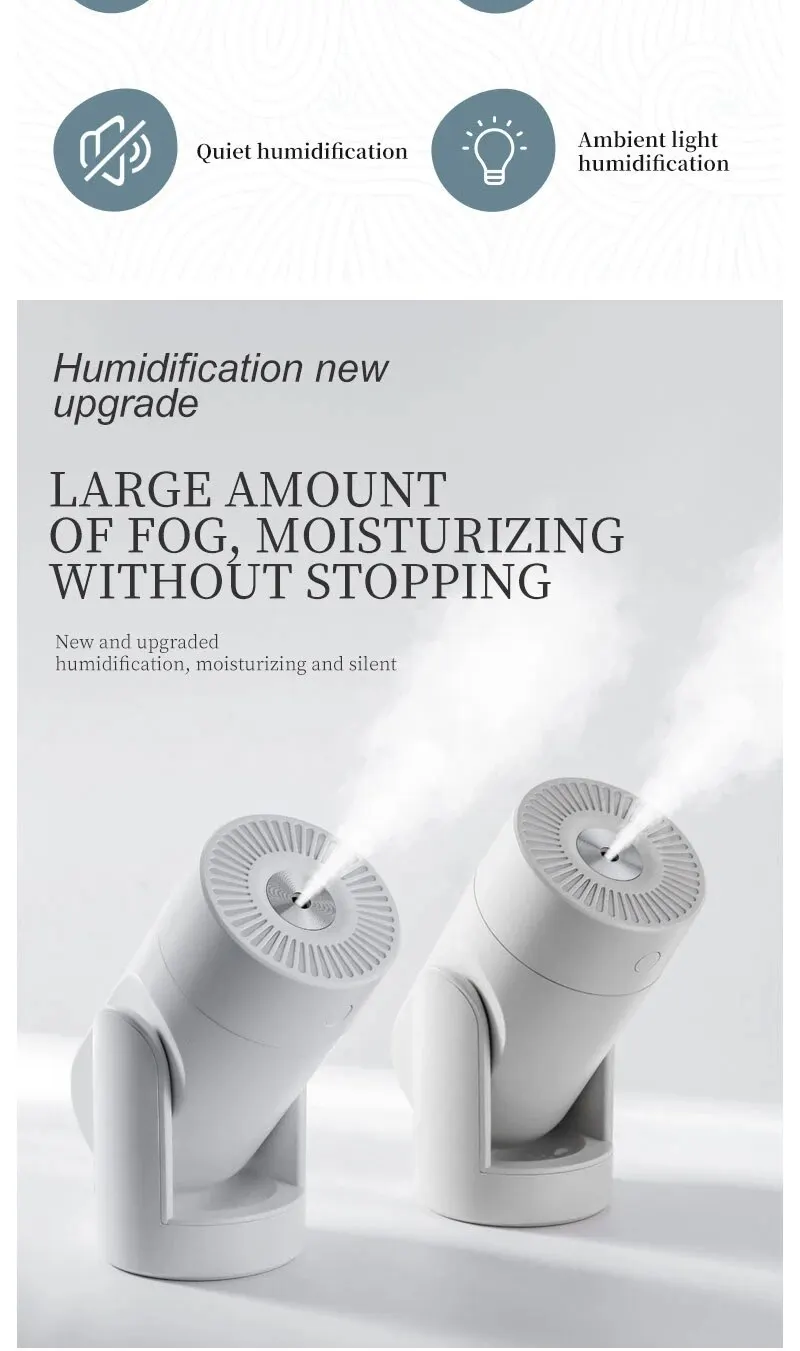 1PC Humidifier Mute for Both Car and Home Adjustable Angle Use Intelligent Constant Humidity USB Automatic Spray Air Purifier