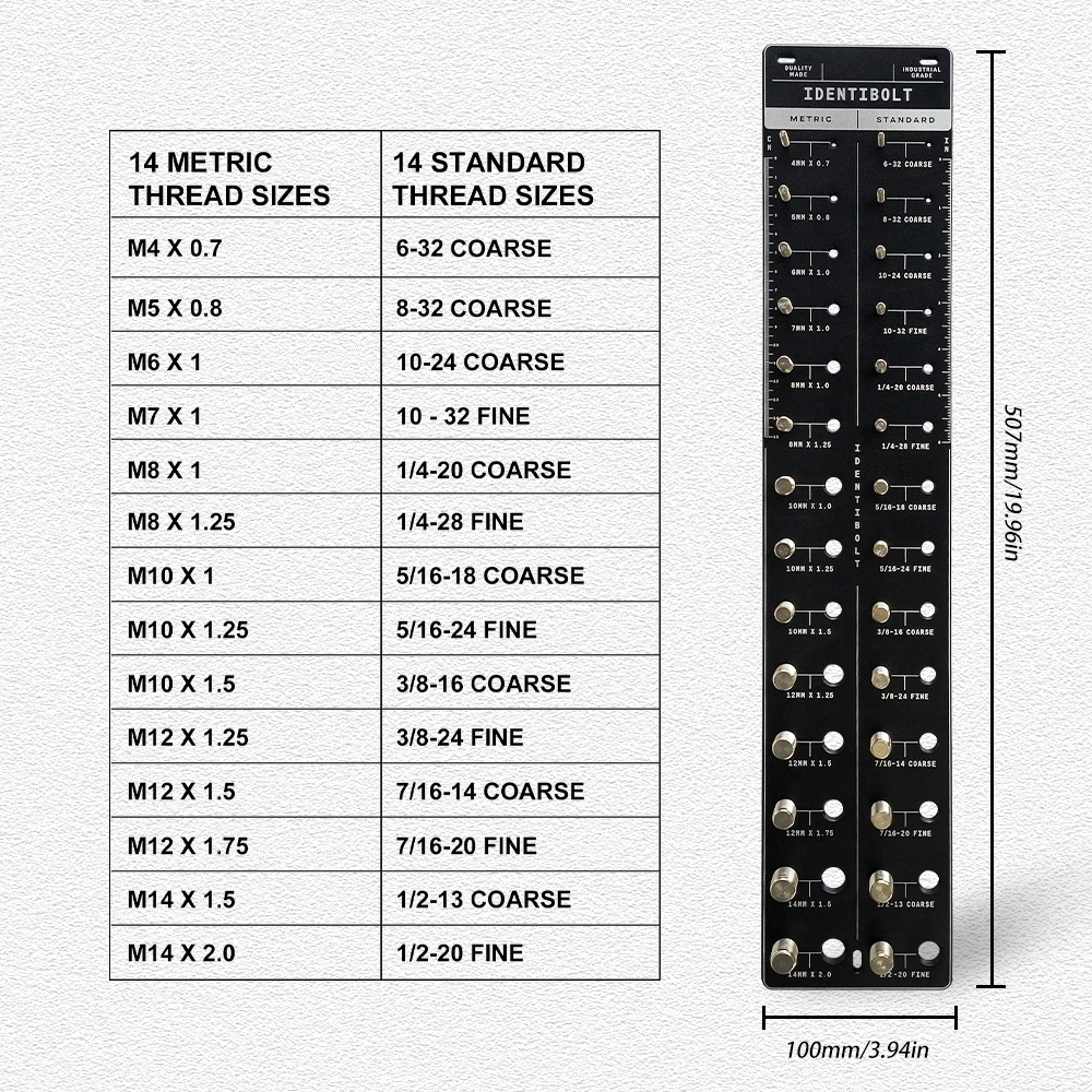 ALLSOME Nut And Bolt Thread Inspection Device Aluminum Screw Measuring Gauge