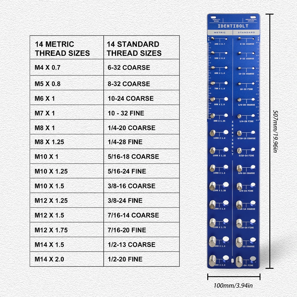 ALLSOME Nut And Bolt Thread Inspection Device Aluminum Screw Measuring Gauge