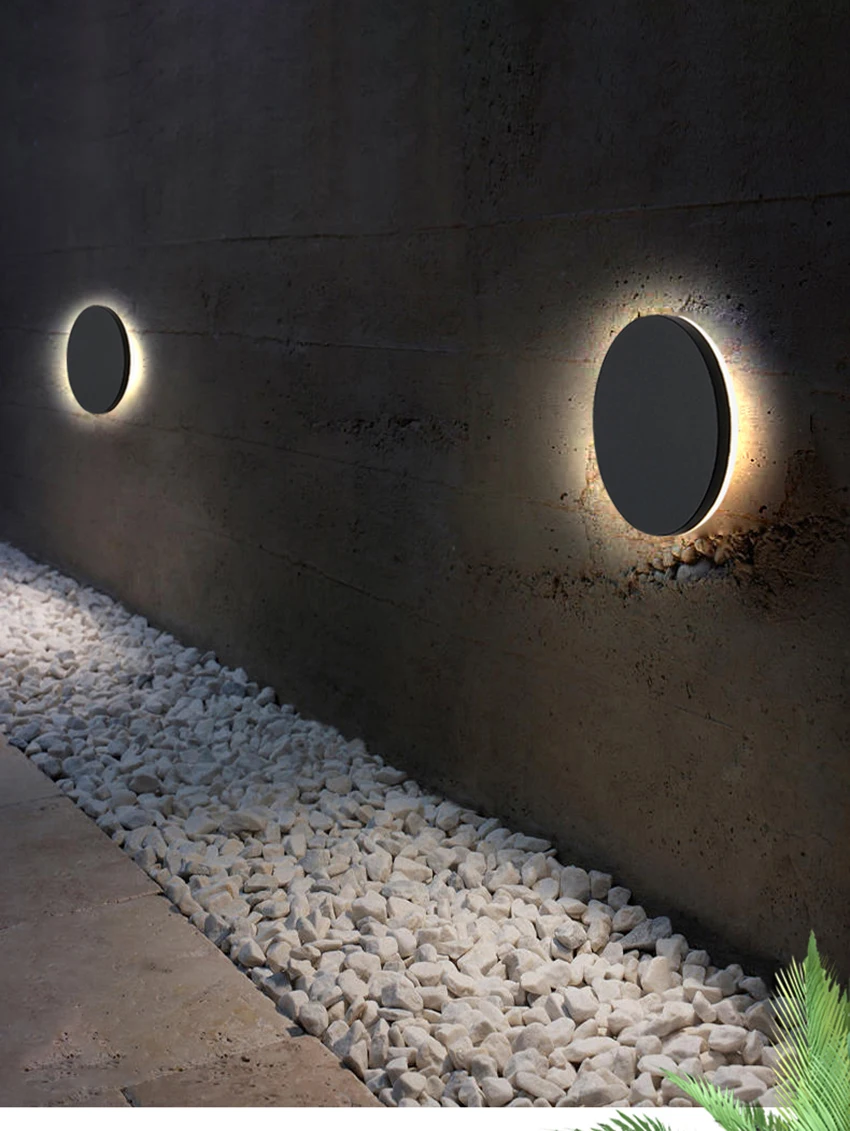 Outdoor Waterproof Wall Lamps Round Aluminum Wall Light Garden Porch Terrace Wall Lighting Corridor Balcony Wall Sconce AU85