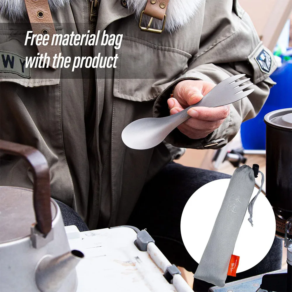 2Pcs Titanium Spork 2-in-1 Spoon Ultralight Cookware Portable Fork Knife Outdoor Camping Picnic Travel Eco-Friendly Flatware