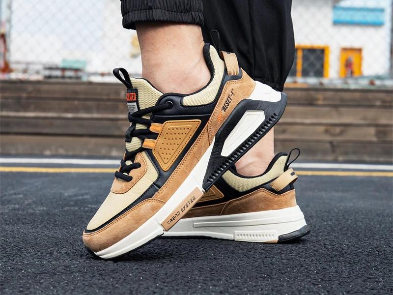 Baasploa Men Casual Waterproof Running Shoes Fashion Leather Skateboard Shoes Non-slip Wear-resistant Male Sport Shoes New