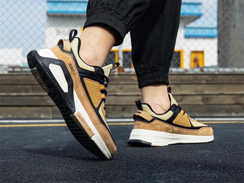 Baasploa Men Casual Waterproof Running Shoes Fashion Leather Skateboard Shoes Non-slip Wear-resistant Male Sport Shoes New