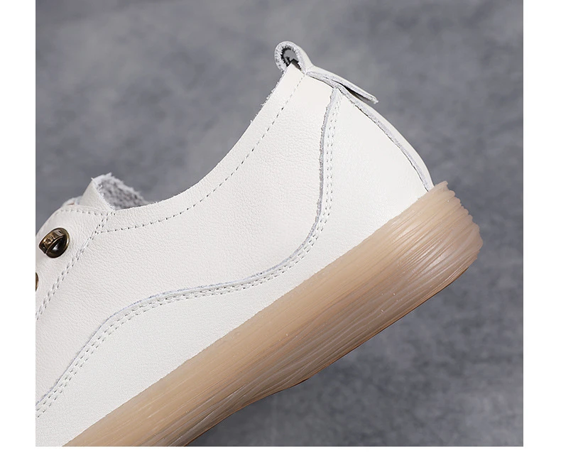 Women Walking Skate Shoes Genuine Leather Woman Jogging Sneakers Summer Cowhide Trainers Girls Students Slip on Flat Footwear