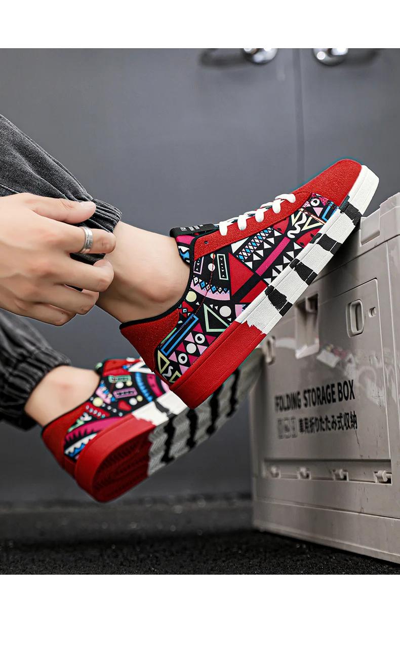 Hot Sale Fashion Red Printed Skateboarding Shoes Men Women Comfy Skater Sneakers Big Size 46 Sports Shoes Zapatos De Skateboard