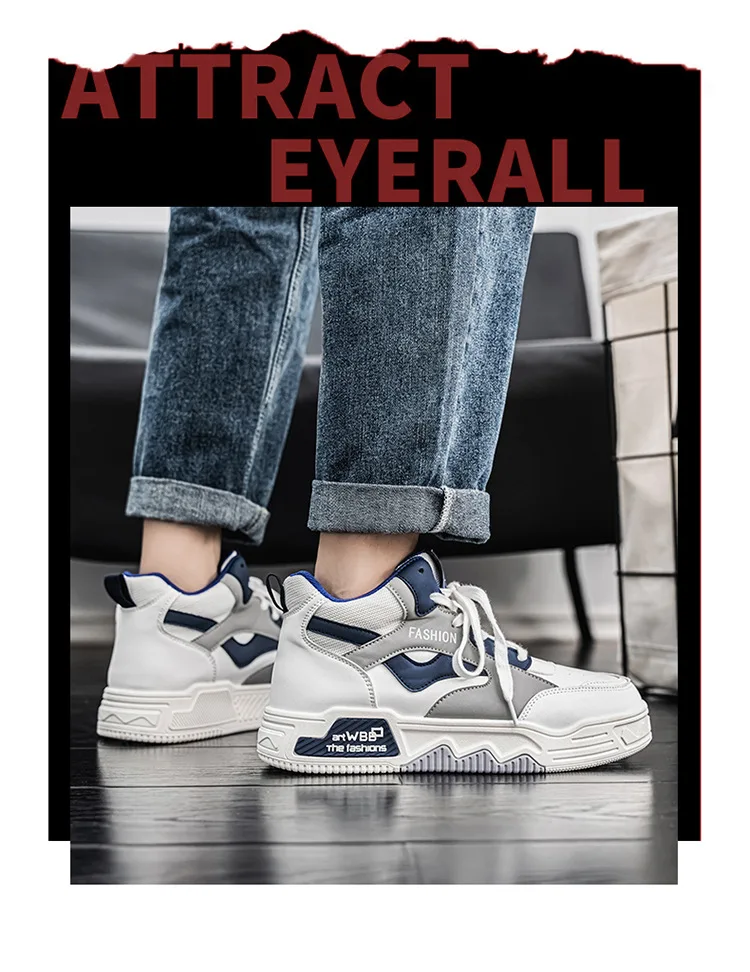 Winter Men's Boots Platform High Top New Breathable Comfort Platform Skateboard Shoes Lace Up Student Korean Outdoor Sneakers