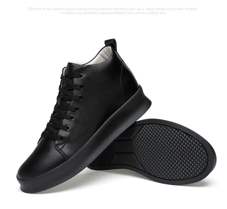 Mid Cut Casual Sneakers Men Elevator Shoes 6cm 8cm Leather White Skate Board Shoes For Man Height Increase Taller Lifting Shoe