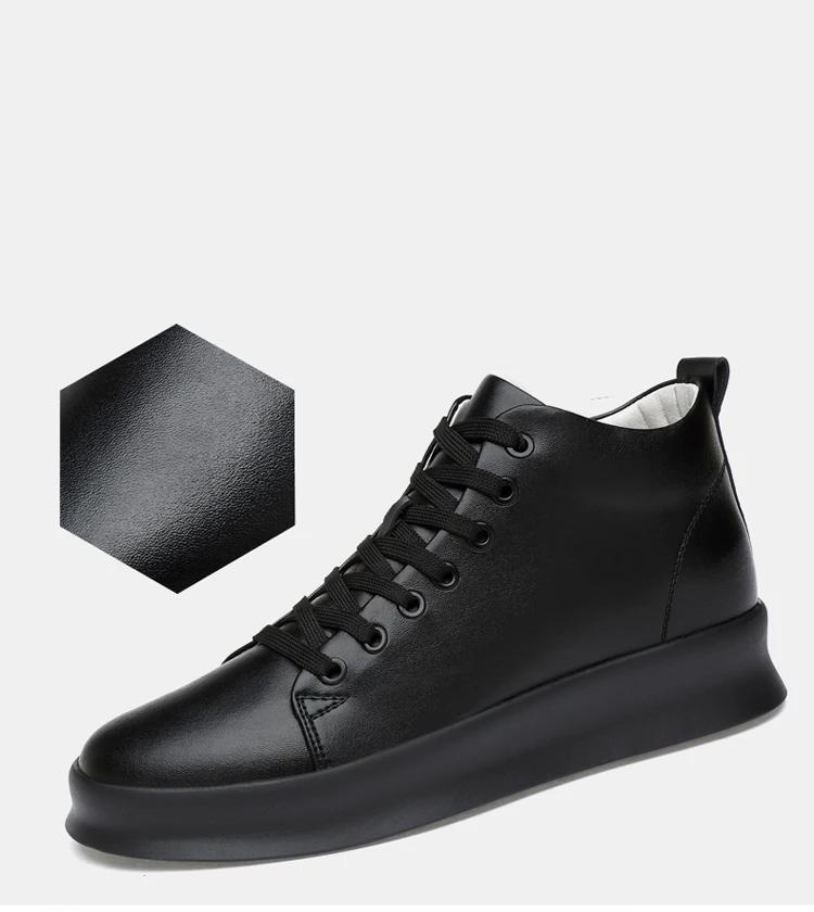 Mid Cut Casual Sneakers Men Elevator Shoes 6cm 8cm Leather White Skate Board Shoes For Man Height Increase Taller Lifting Shoe