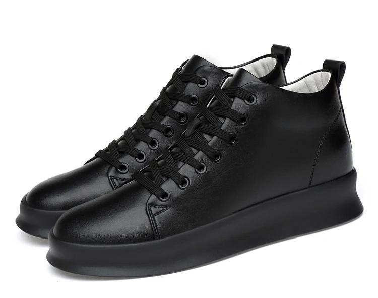 Mid Cut Casual Sneakers Men Elevator Shoes 6cm 8cm Leather White Skate Board Shoes For Man Height Increase Taller Lifting Shoe