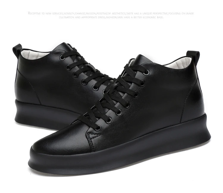 Mid Cut Casual Sneakers Men Elevator Shoes 6cm 8cm Leather White Skate Board Shoes For Man Height Increase Taller Lifting Shoe