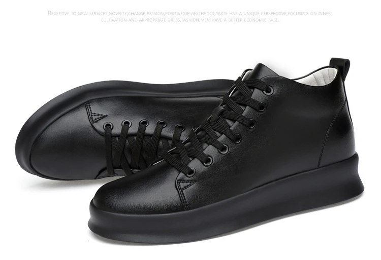 Mid Cut Casual Sneakers Men Elevator Shoes 6cm 8cm Leather White Skate Board Shoes For Man Height Increase Taller Lifting Shoe