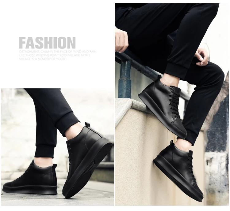 Mid Cut Casual Sneakers Men Elevator Shoes 6cm 8cm Leather White Skate Board Shoes For Man Height Increase Taller Lifting Shoe