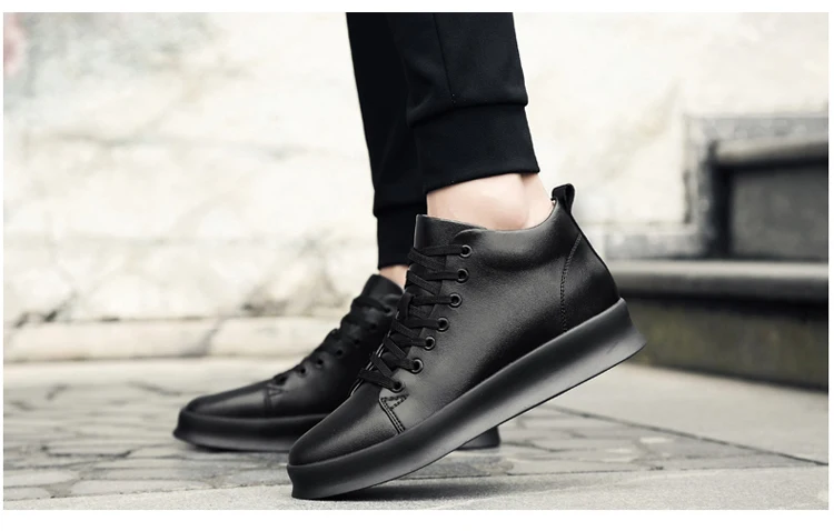 Mid Cut Casual Sneakers Men Elevator Shoes 6cm 8cm Leather White Skate Board Shoes For Man Height Increase Taller Lifting Shoe