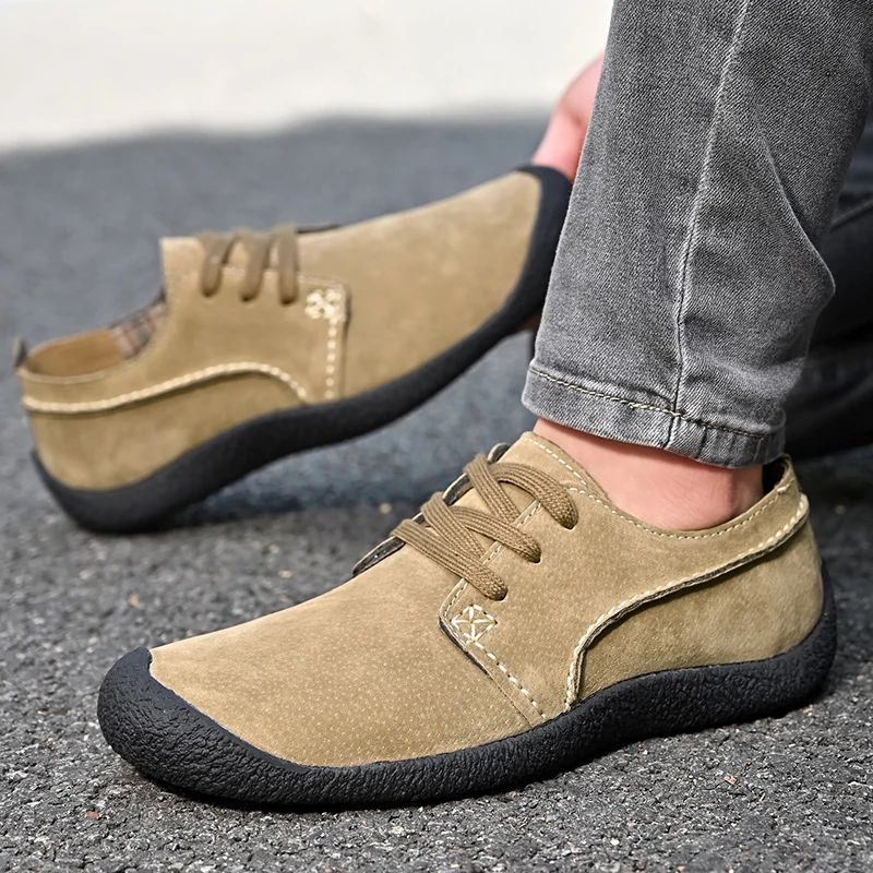 Breathable Outdoor Shoes Men Sneakers Spring Casual Men Shoes Suede Leather Shoe Anti-skid Walking Shoe Hot Sale Footwear