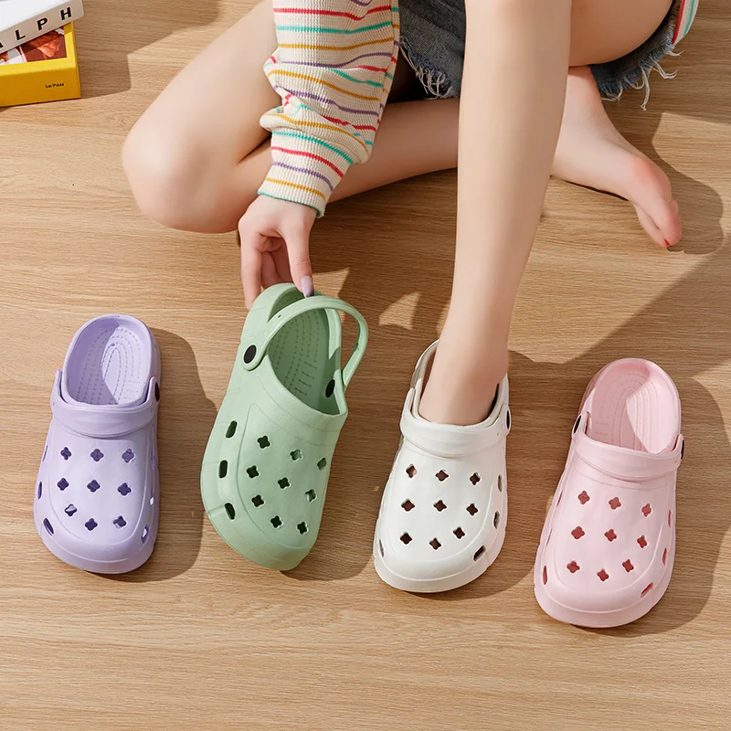 Women Waterproof Slippers Summer Outdoor Women Slides EVA Soft Sole Garden Shoes Indoor Solid Colored Slippers Holes Shoes