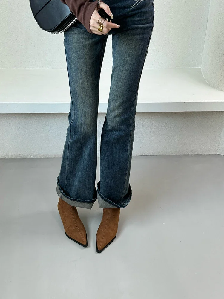 Women Leopard Ankle Boots Pointed Toe Suede Mid Heels Shoes Woman 2024 Trend Chunky Chelsea Boots Pumps New Snow Mujer Botas