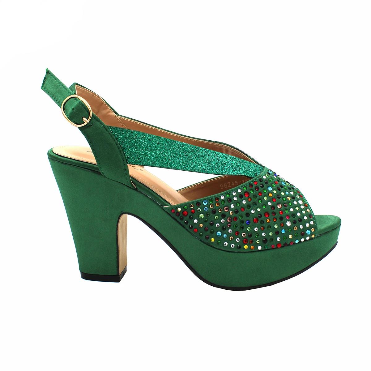 2024 New Latest Full Of Colorful Water Drill Design Peep Toe LadiesSandal with Bag Set For Women Wedding