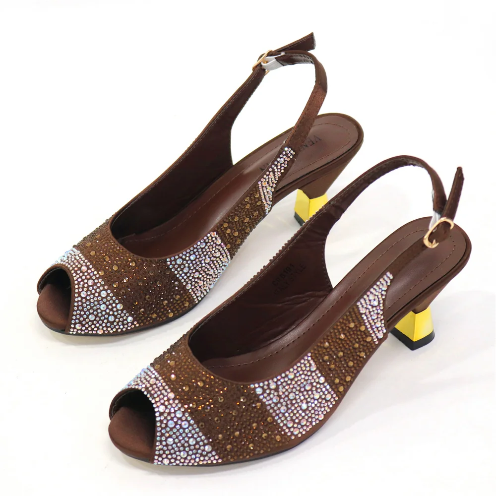 Venus Chan 2024 Red Color Elegant Women Heels Shoes and Bag Set Hollow Rhinestones High Heels Wedges Shoes Matching Bag