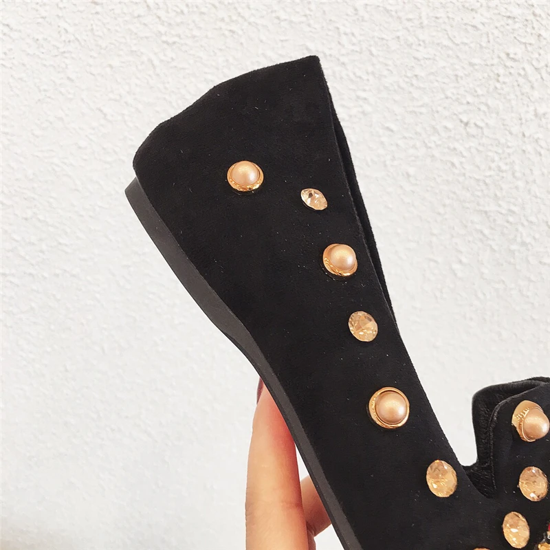 Women's Flats Pointed Toe Loafers Slip-on Mules Ballet Slippers Wedding Platform Casual Female Shoes Metal Luxury Shoes Ladies