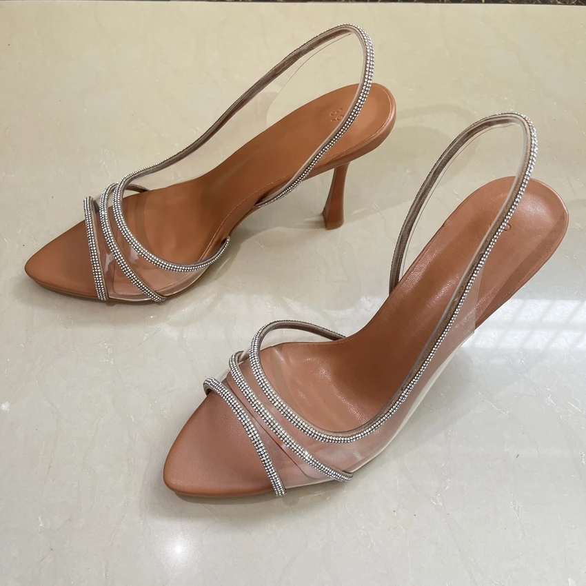 2024 Womens High Heels Bridal Shoes Dress Wedding Pumps Woman Pump Shoe Party Sandals Rhinestone Peep Toe Sandal Shoes