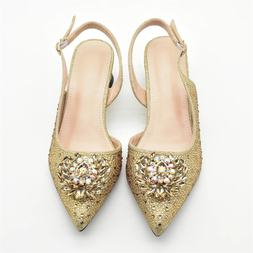 Fashion Shoe and Bag Set for Party in Women Italian Latest Party Shoes and Bags To Match for Nigerian Full Diamonds Bridal Shoes